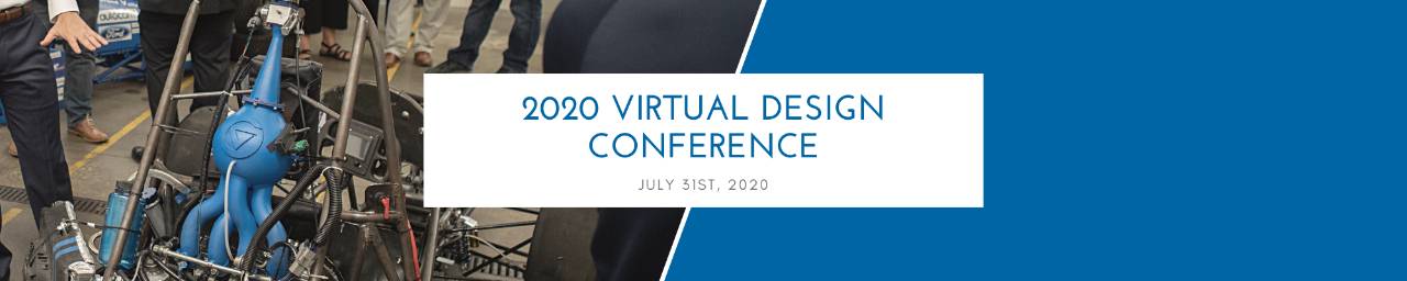 2020 Virtual Design Conference web banner showing the formula SAE senior design project